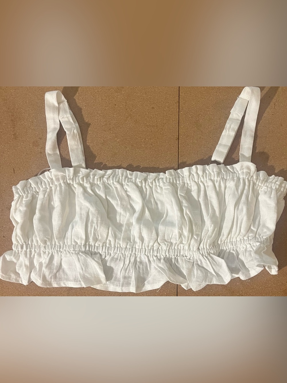 Princess Polly White Ruched Ruffle Crop Top - Picture 4 of 5